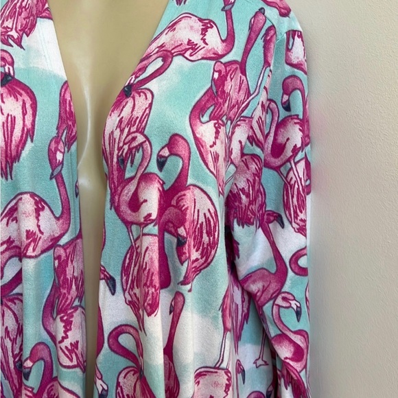 Lularoe Caroline rare pink flamingo’s cardigan size Xl. - Picture 2 of 3